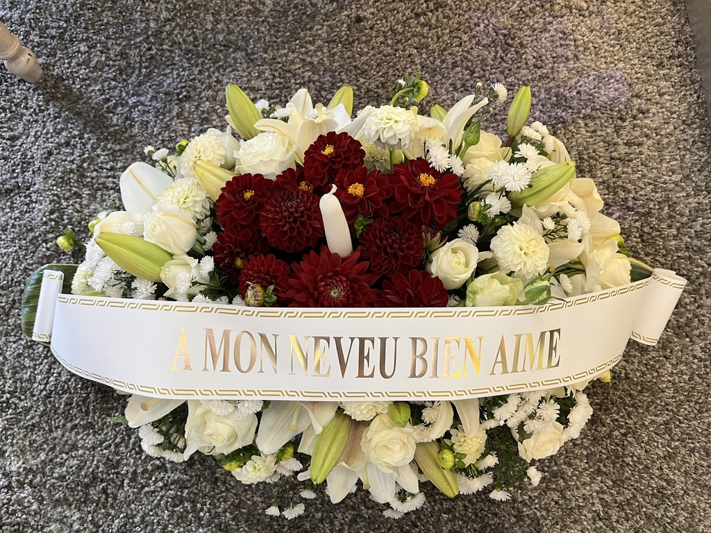 Lumière de Roses - Coussin de Deuil Blanc et Rouge