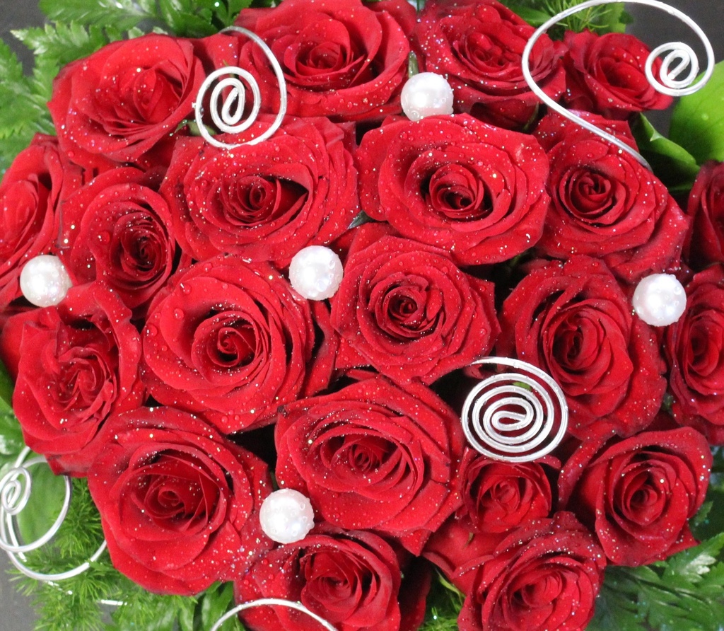 Rouge Rouge velours - Bouquet Rond de 21 Roses